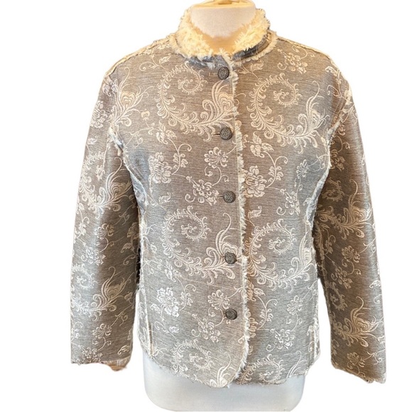 Chico's Tapestry Faux Fur Lined Jacket - Picture 1 of 10